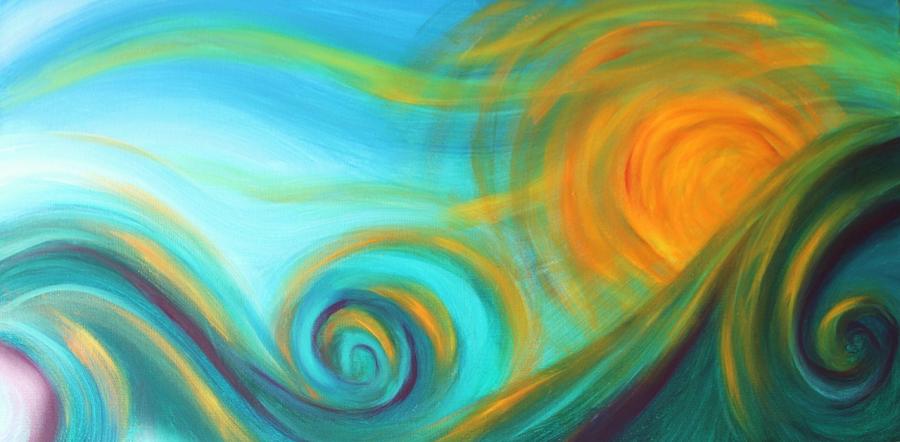 Sunset Painting - Surf Up at Sun Down by Reina Cottier