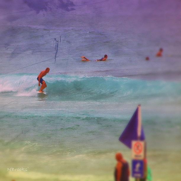 Beach Photograph - #surfer @ One Mile #beach #forster by Nicole Brooks