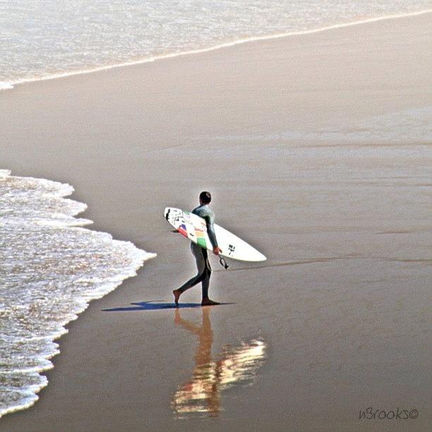 Beach Photograph - #surfer #beach #forster #australia by Nicole Brooks