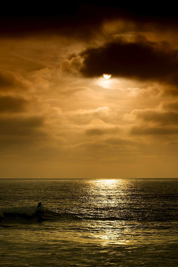 Nature Photograph - Surfing Sunset by C Thomas Willard