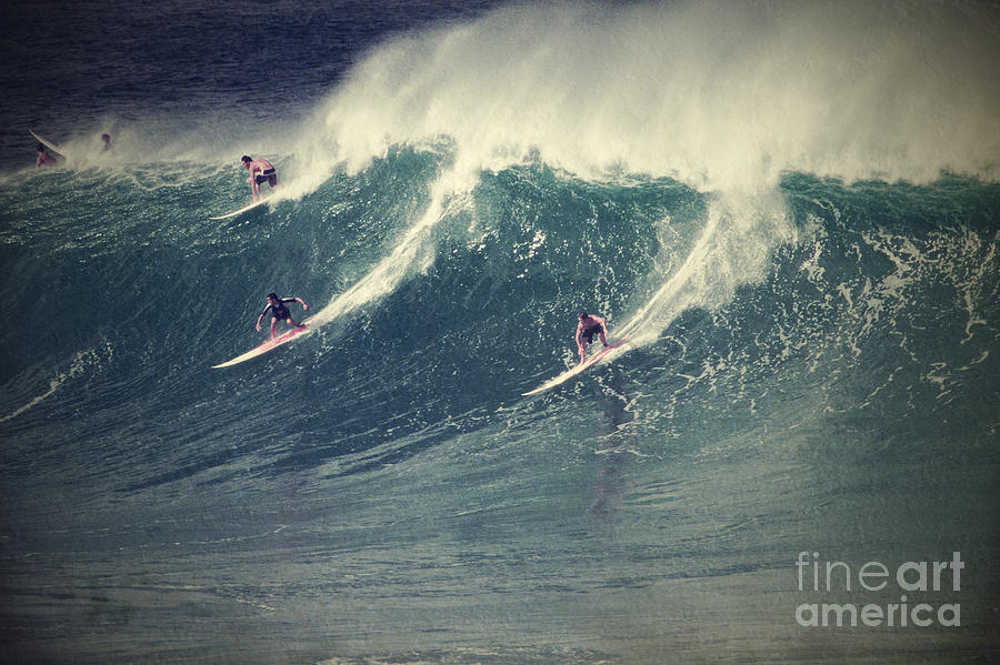 Surfing Waimea Bay Photograph by Paul Topp