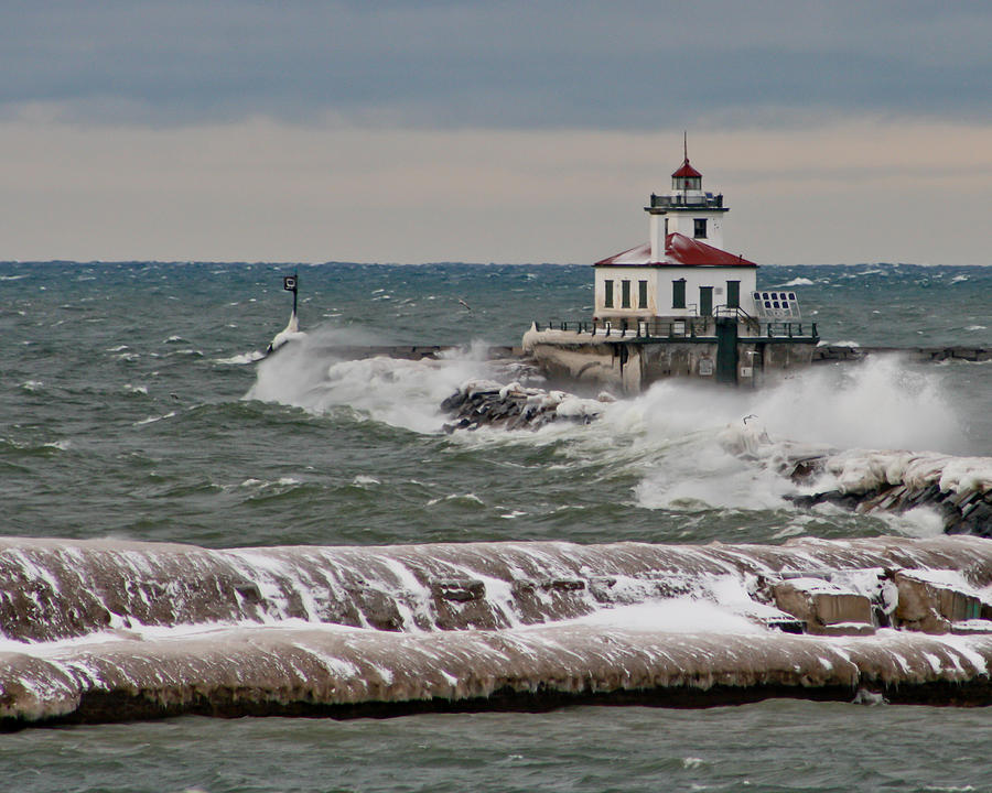 Lighthouse Photograph - Surly Waters by Nan Schefcick