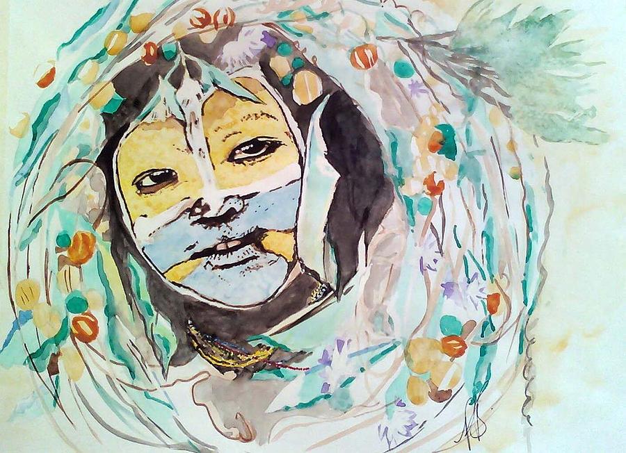 Surma Painting - Surma tribe I. by Paula Steffensen