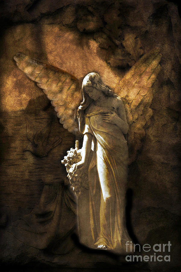 Angel Wings Photograph - Surreal Fantasy Angel Art Montage Painting by Kathy Fornal