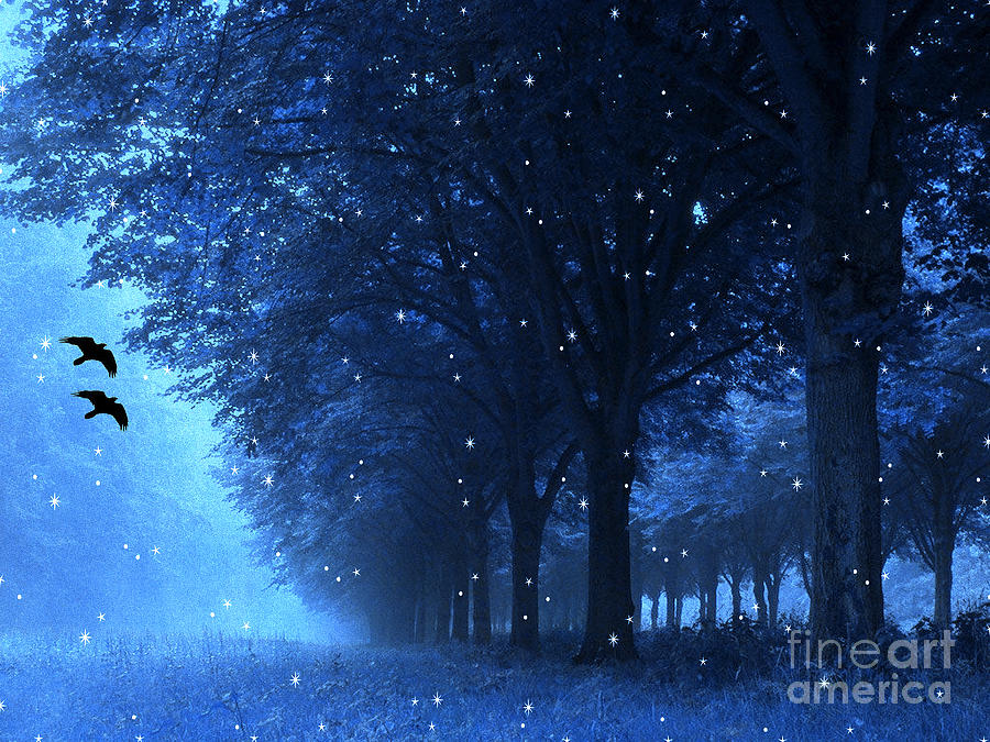 Surreal Fantasy Dreamy Blue Nature Landscape Photograph by Kathy Fornal