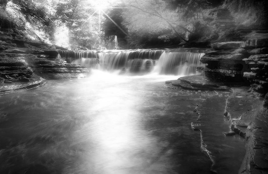 Surreal Waterfalls In Black And White Photograph by Cindy Haggerty
