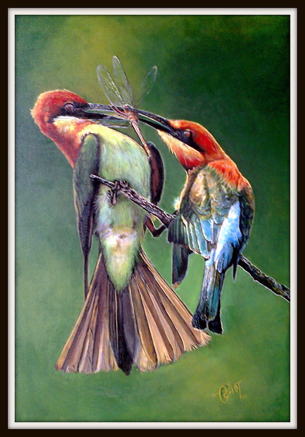 Bird Painting - Survival Of The Fittest by Dinesh  Dubey