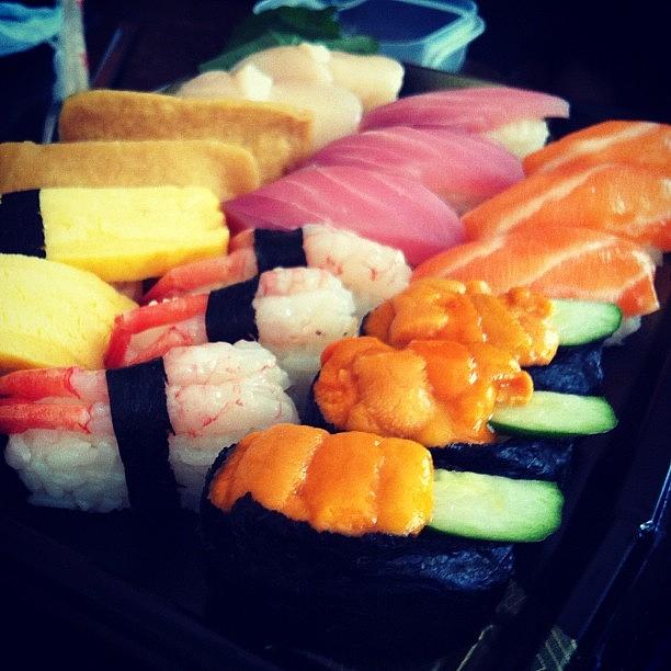 Salmon Photograph - #sushi #seaurchin #scallop #salmon by TC Li