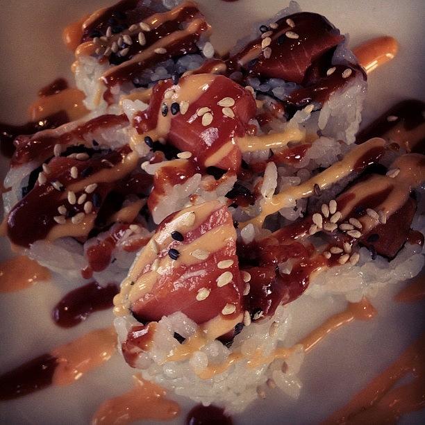 Salmon Photograph - #sushi #spicy #salmon #rolls #raw by Jen Manz