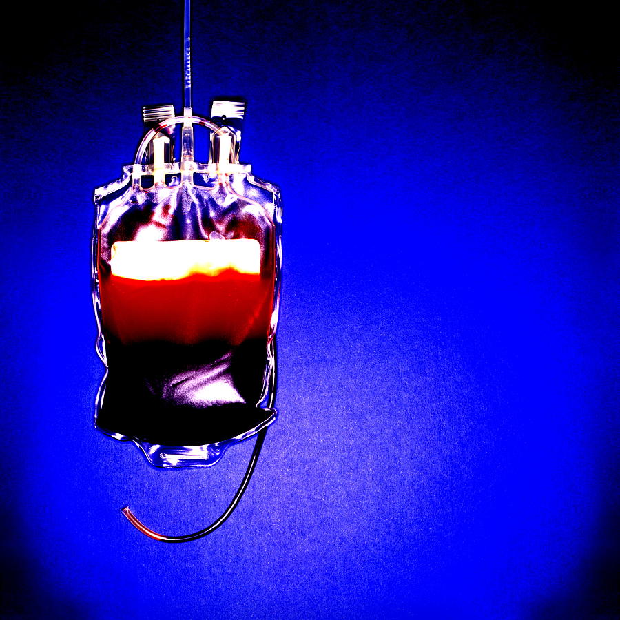 Still Life Photograph - Suspended Blood Bag by Kevin Curtis