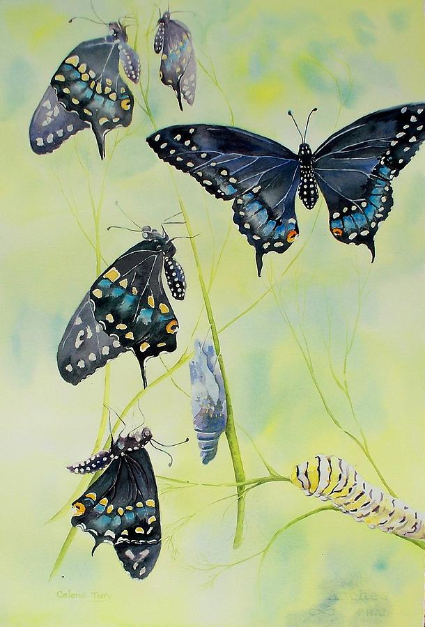 Swallowtail Story Painting by Celene Terry