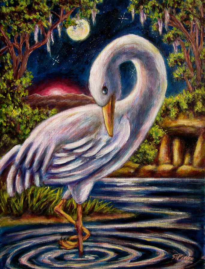 Swamp Crane Painting