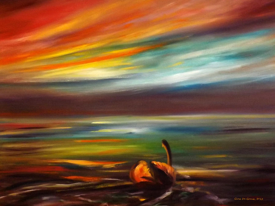 Swan at Sunset Painting by Gina De Gorna
