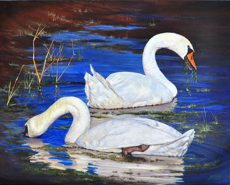 Swans Salad Painting by AnnaJo Vahle
