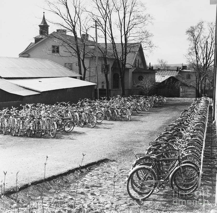 Sweden: Bicycles, 1958 Photograph by Granger