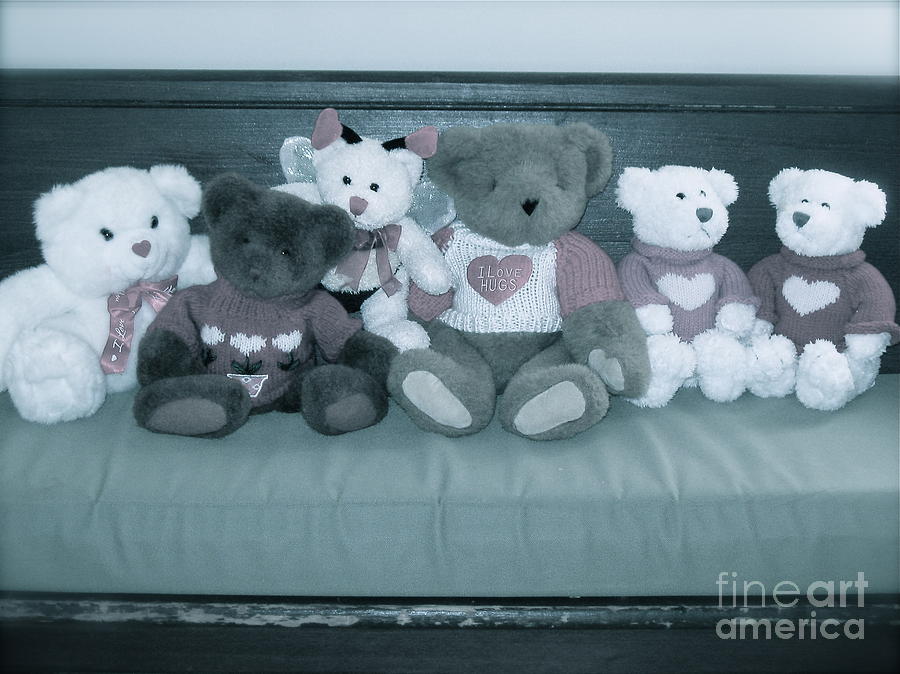 Sweet Valentine Bears in a Row  Photograph by Nancy Patterson