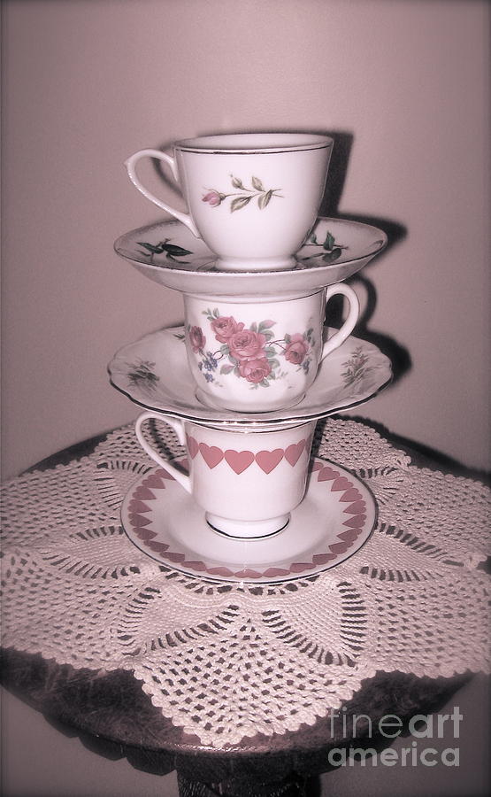 Sweet Valentine Tea Cup Trio  Photograph by Nancy Patterson