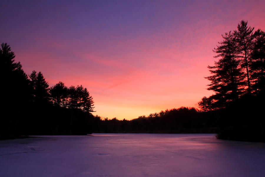 Swift River Connors Pond Winter Sunset Photograph by John Burk