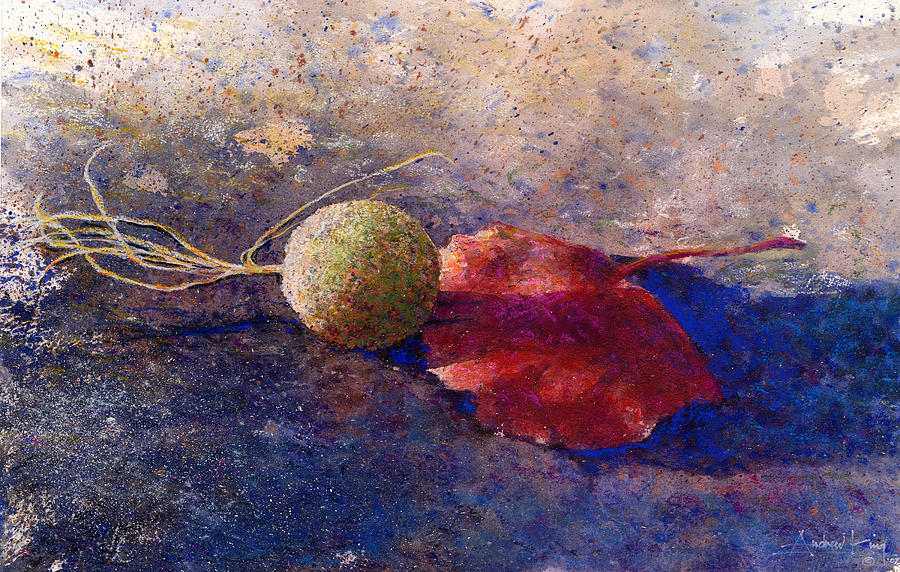 Sycamore Painting - Sycamore Ball And Leaf by Andrew King