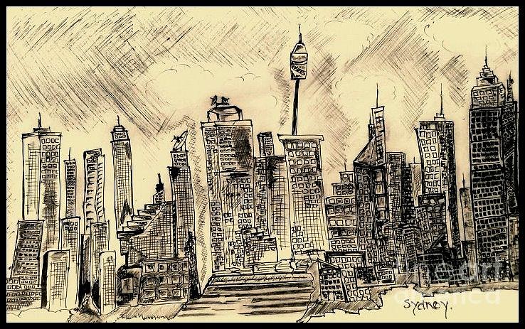 City Drawing - Sydney. by Deepak Kodapally City Drawing - Sydney. by Deepak Kodapally