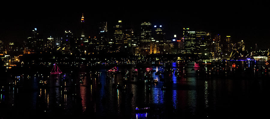 Sydney Harbor New Year Night Lights Photograph by Harry Strharsky