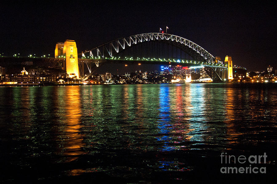 Sydney Harbour Bridge at Night Photograph by Bob and Nancy Kendrick