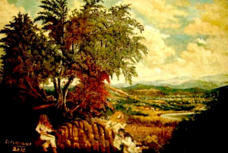 Landscape Painting - Symphonie de soir by Elmadani Belmadani