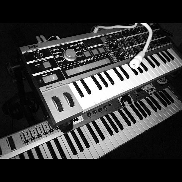 Blackandwhite Photograph - #synthesizer #analog #microkorg #korg by Guy Owens