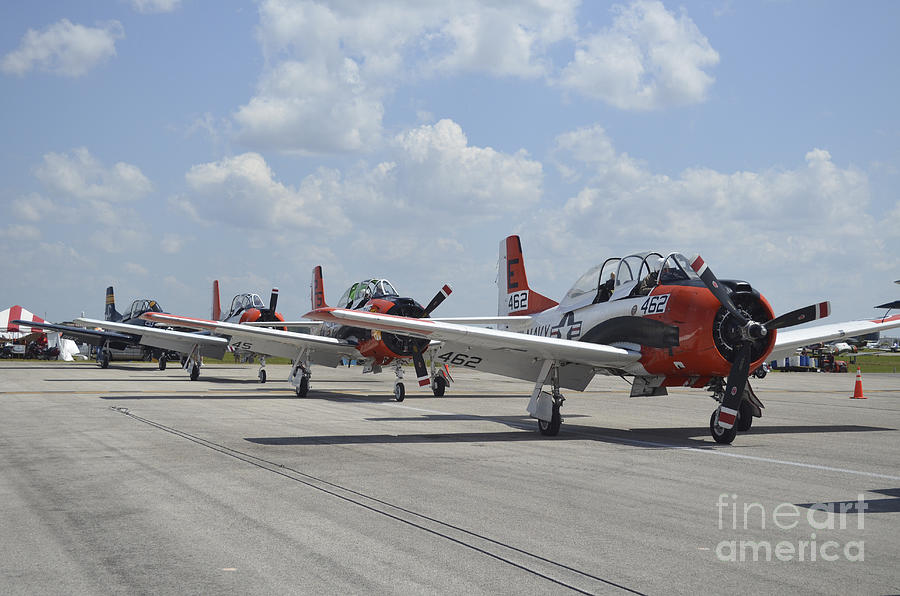 T-28c Trojan Aircraft Lined Photograph by Stocktrek Images