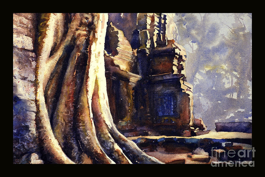 Angkor Wat Siem Reap Painting - Ta Prohm Khmer temple in Cambodia by Ryan Fox