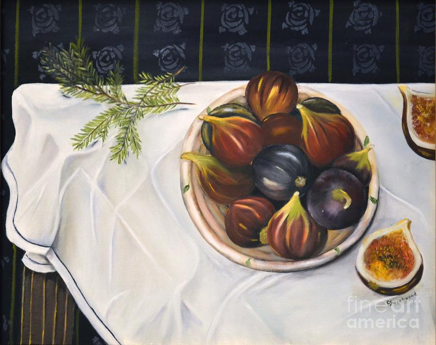 Table with Figs Painting by Carol Sweetwood