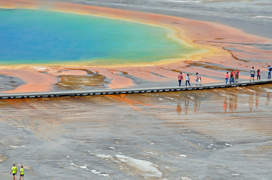 Taking a Stroll at Yellowstones Grand Prismatic Photograph by Bruce Gourley