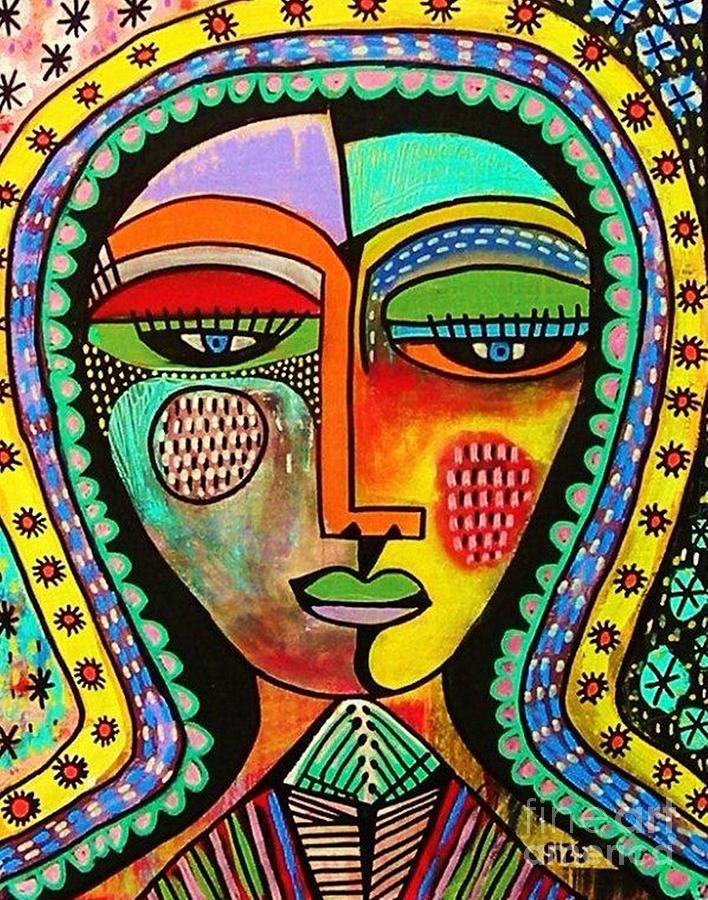 -talavera Virgin Of Guadalupe Blessings Painting by Sandra Silberzweig