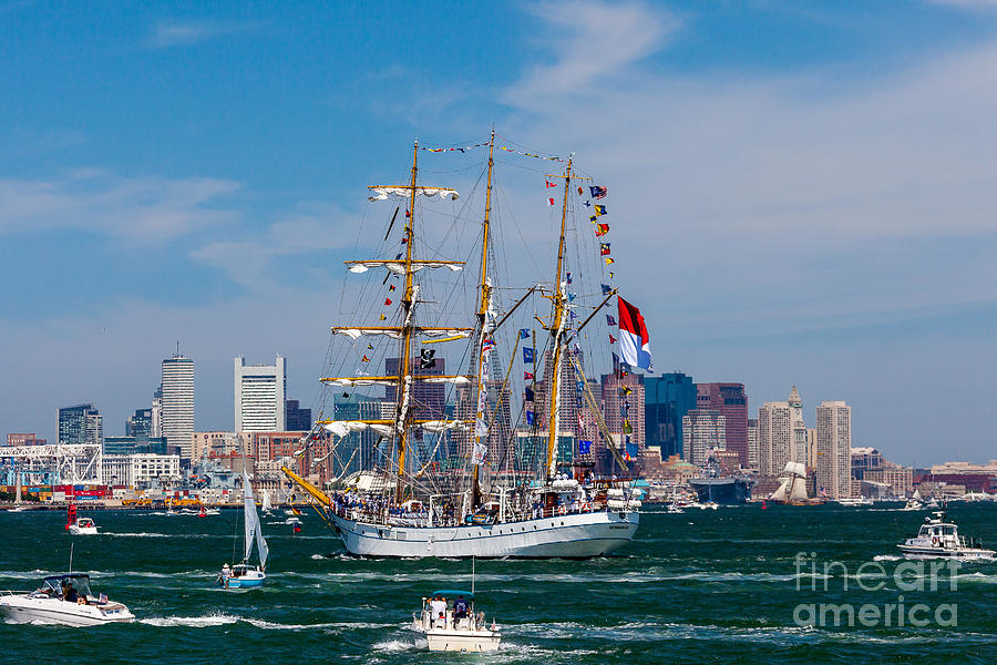 Tall ship Dewaruci enters Boston Photograph by Susan Cole Kelly