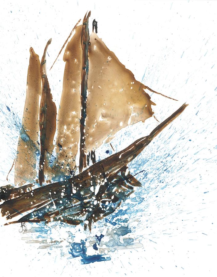Nature Painting - Tall Ship XI by Janet Whitehead