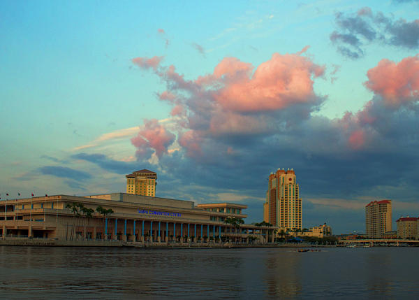 Tampa Convention Center at Sunset Painting by Dorothy Riley