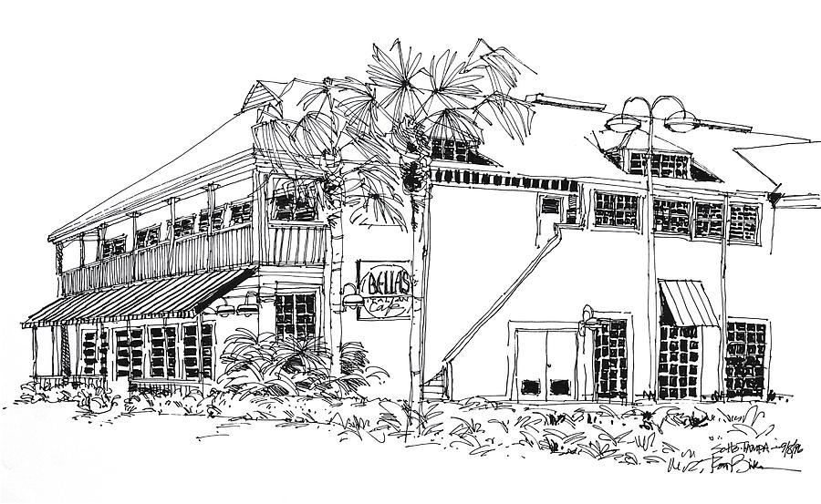 Tampa Florida Bellas Restaurant Drawing by Robert Birkenes