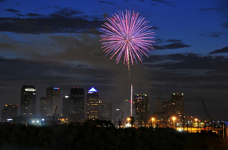 Fourth Of July Photograph - Tampa in Pink and Blue by David Lee Thompson