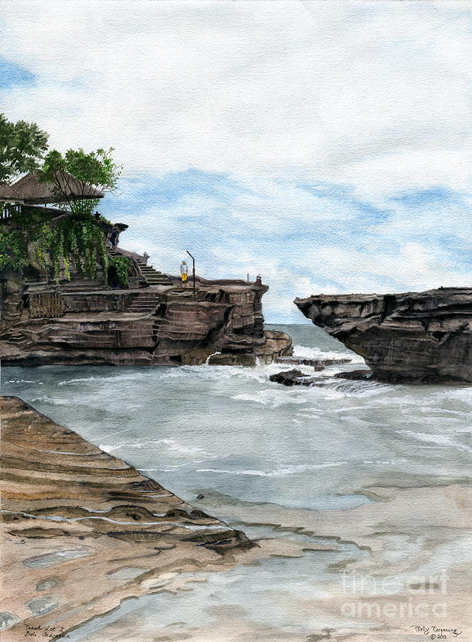 Tanah Lot Temple II Bali Indonesia Painting by Melly Terpening