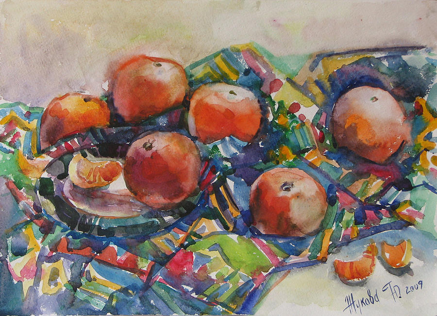 Tangerines Painting by Juliya Zhukova