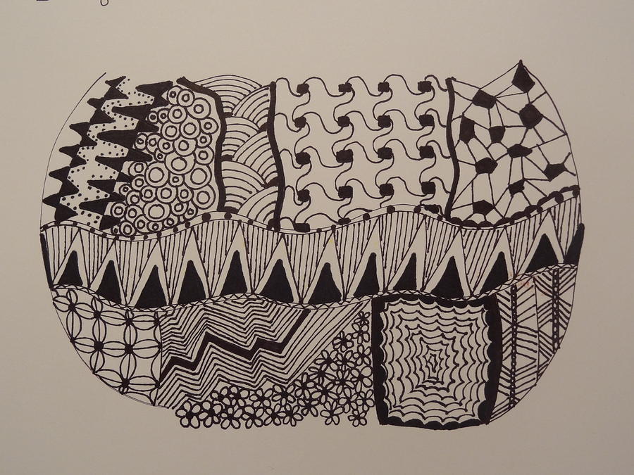 Zentangle Drawing - Tangle Bowl by Nancy Fillip
