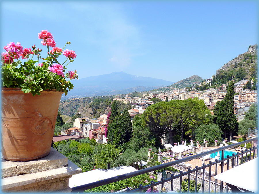 Taormina Terrace with a View Photograph by Carla Parris