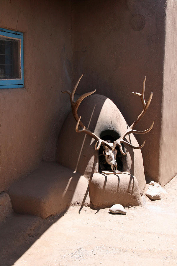 Taos Photograph - Taos Horno and Antlers by Elizabeth Rose