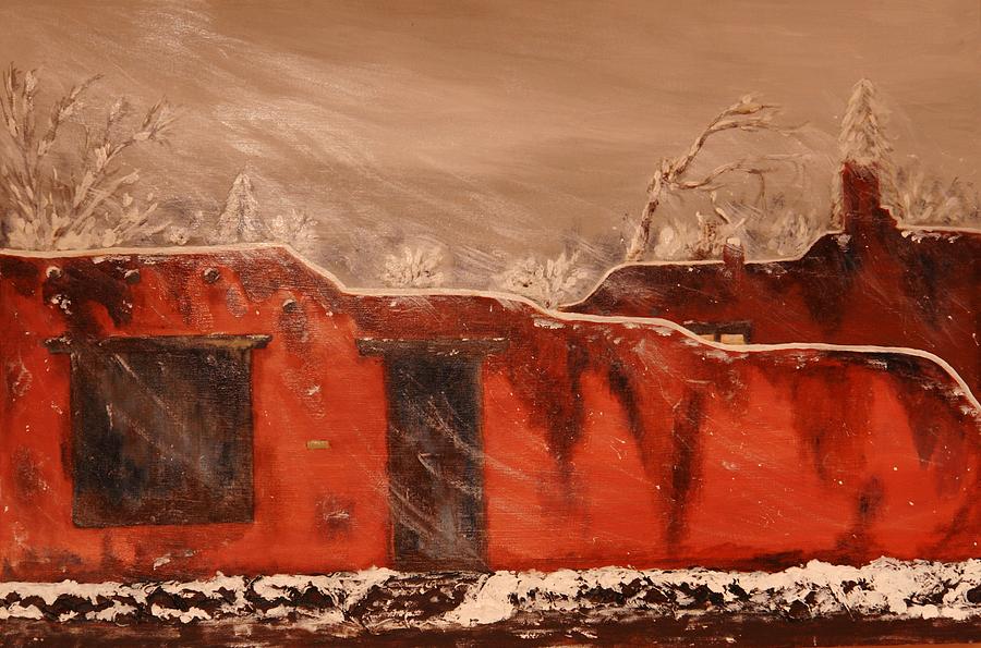 Taos Pueblo In The Snow Painting by Robert Handler