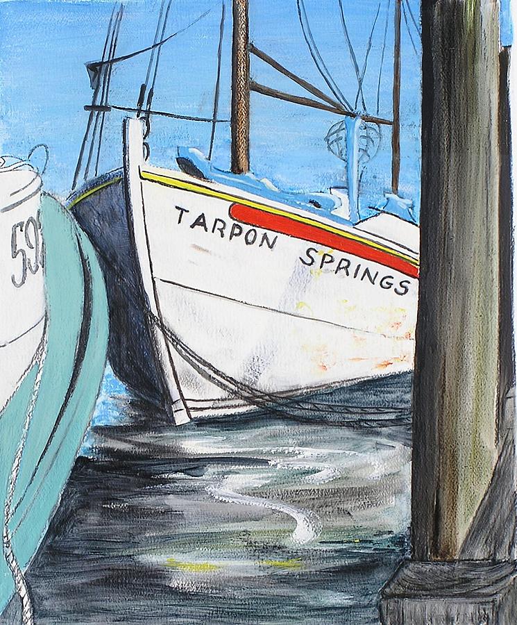 Boat Painting - Tarpon Springs by G Linsenmayer