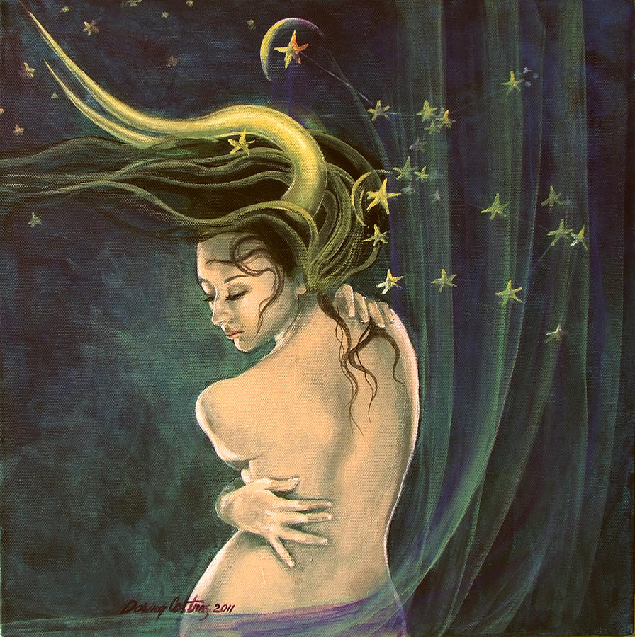 Fantasy Painting - Taurus from Zodiac series by Dorina  Costras