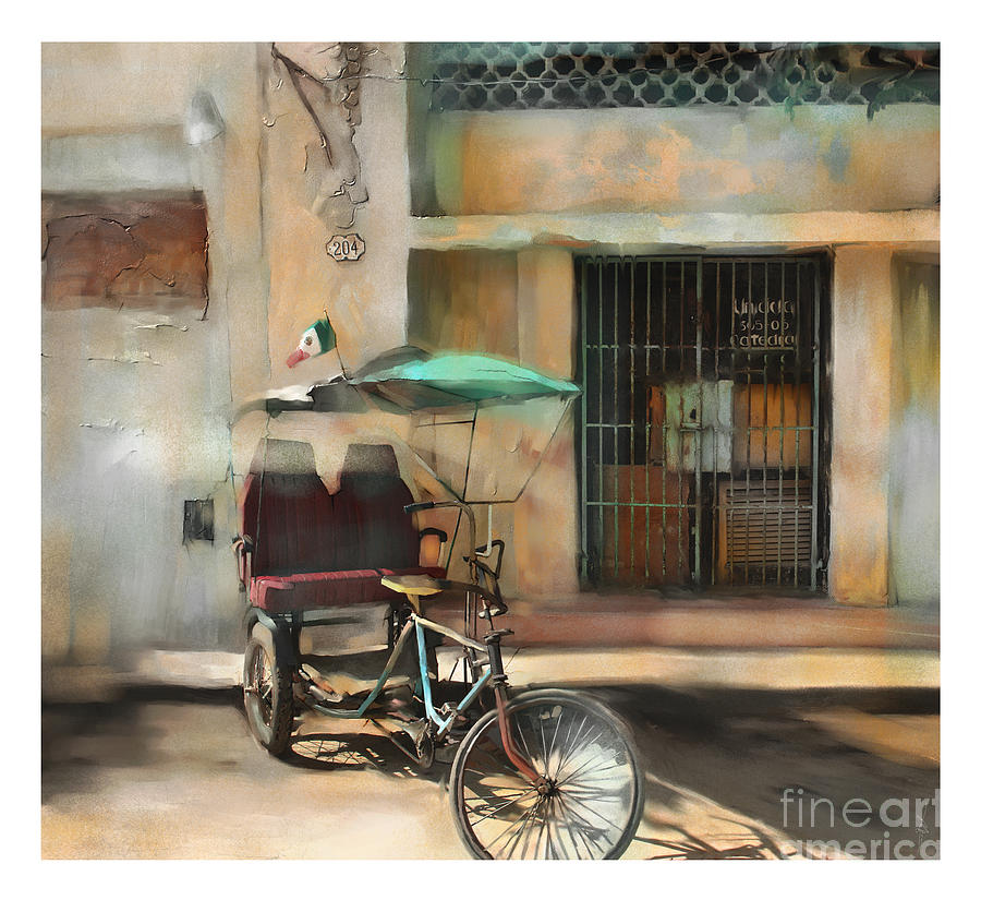 Transportation Painting - taxi built for two Cuba by Bob Salo