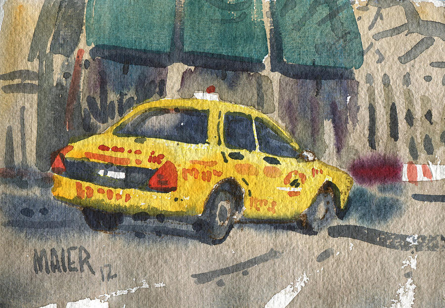 Yellow Painting - Taxi by Donald Maier