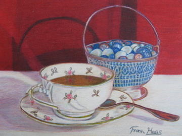 Still Life Drawing - Tea and Glass reflections by Fran Haas