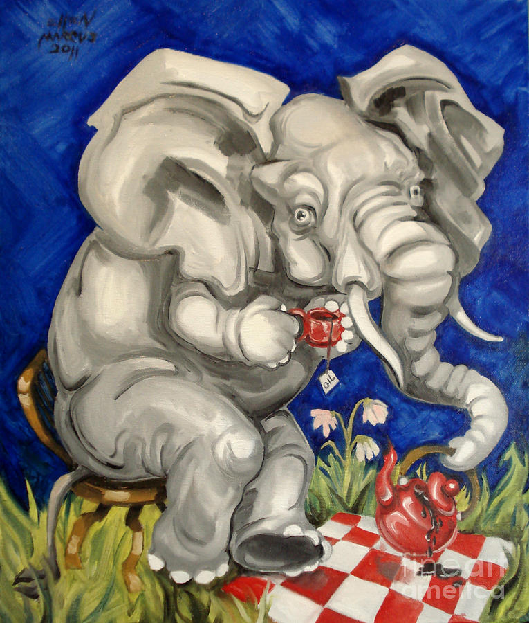 Tea Painting - Tea Party Elephant by Ellen Marcus